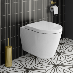 Arezzo Complete Wall Hung Toilet Set - Brushed Brass Flush -Victorian Plumbing Shop azcbb6727 d4