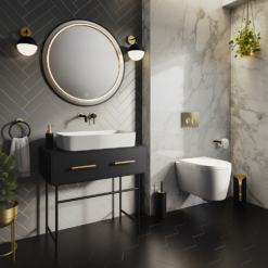 Arezzo Complete Wall Hung Toilet Set - Brushed Brass Flush -Victorian Plumbing Shop azcbb6727 d7