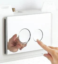 Cruze Wall Hung Smart Toilet + Compact Top/Front Flush Toilet Frame With Chrome Flush - Round Buttons -Victorian Plumbing Shop azcfrch l8