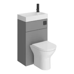 Arezzo Matt Grey Combined 2-In-1 Wash Basin & Toilet (500mm Wide X 300mm) Incl. Black Flush -Victorian Plumbing Shop azcombwcg d7