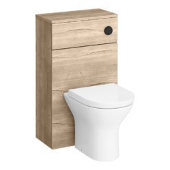 Arezzo Rustic Oak 600mm Floor Standing Vanity Unit + Toilet Pack With Matt Black Handles -Victorian Plumbing Shop azokmbfsp1 d6