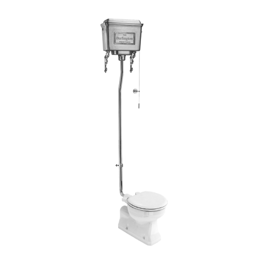 Burlington High Level Toilet - Polished Dual Flush Aluminium Cistern 3 Burlington High Level Toilet - Polished Dual Flush Aluminium Cistern