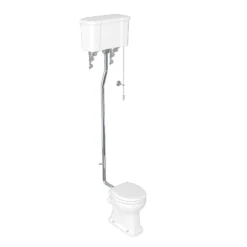 Burlington High Level Toilet - White Ceramic Dual Flush Cistern
