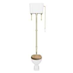 Carlton Brushed Brass Traditional High Level Toilet With Soft Close Seat -Victorian Plumbing Shop carhl bb detail7