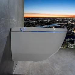 Cruze Wall Hung Smart Toilet + Compact Top/Front Flush Toilet Frame With Chrome Flush - Square Buttons