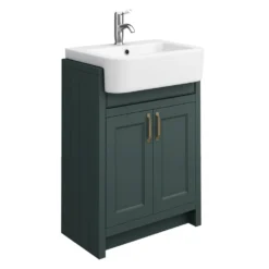 Chatsworth Traditional Green Semi-Recessed Vanity Unit + Toilet Package -Victorian Plumbing Shop csr600wcgrn d1