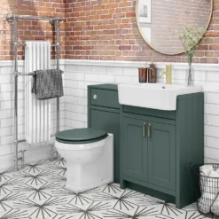 Chatsworth Traditional Green Semi-Recessed Vanity Unit + Toilet Package -Victorian Plumbing Shop csr600wcgrn l