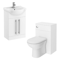 AquaSure Cove White PVC 550mm Vanity With WC Toilet Unit - 100% Waterproof -Victorian Plumbing Shop cv550wcpk wp d1