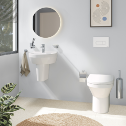 VitrA S50 4-Piece Bathroom Suite (BTW Toilet + 450mm Semi Pedestal Basin) -Victorian Plumbing Shop s50 4pc btwc