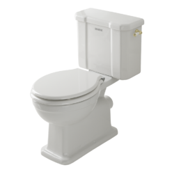 Trafalgar Close Coupled Toilet With Brushed Brass Flush - Excludes Seat