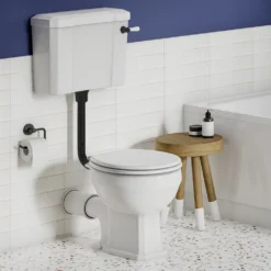 Chatsworth Traditional Low Level Toilet - Excludes Seat - Matt Black -Victorian Plumbing Shop tfllwcmb d3