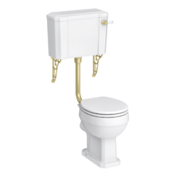 Chatsworth Traditional Low Level Toilet With Wall Brackets - Excludes Seat - Brushed Brass -Victorian Plumbing Shop tfllwcwbb l