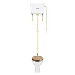 Trafalgar High Level Toilet (Brushed Brass) Excludes Seat -Victorian Plumbing Shop thlt1bb d1a