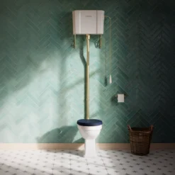 Trafalgar High Level Toilet (Brushed Brass) Excludes Seat -Victorian Plumbing Shop thlt1bb l3