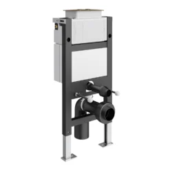 Trafalgar Compact Wall‑Hung Toilet Frame – Top/Front Flush With Dual‑Flush Cistern & Antique Brass 2‑Button Plate