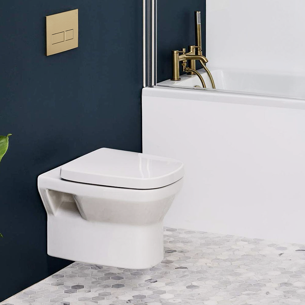 Crosswater MyHome Wall Hung Toilet Set – Brushed Brass Flush Plate 4 Crosswater MyHome Wall Hung Toilet Set – Brushed Brass Flush Plate - Image 2