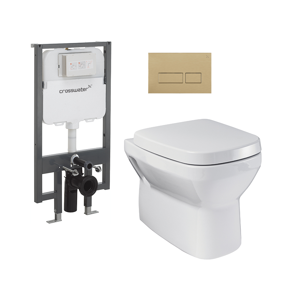 Crosswater MyHome Wall Hung Toilet Set – Brushed Brass Flush Plate 5 Crosswater MyHome Wall Hung Toilet Set – Brushed Brass Flush Plate - Image 3